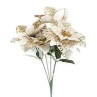 Poinsettia trs umělá bílo-zlatá 33cm
