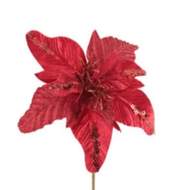 Poinsettia květ zápich umělá červená 20cm