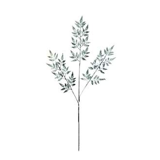 Větev listy kapradí umělá s glitry bílá 78cm
