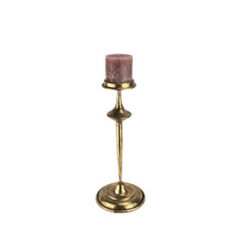 Levně Svícen na noze FOSBY 1 svíčka kov zlatá antik 50cm