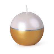 Svíčka koule dvoubarevná bílo-zlatá 7cm