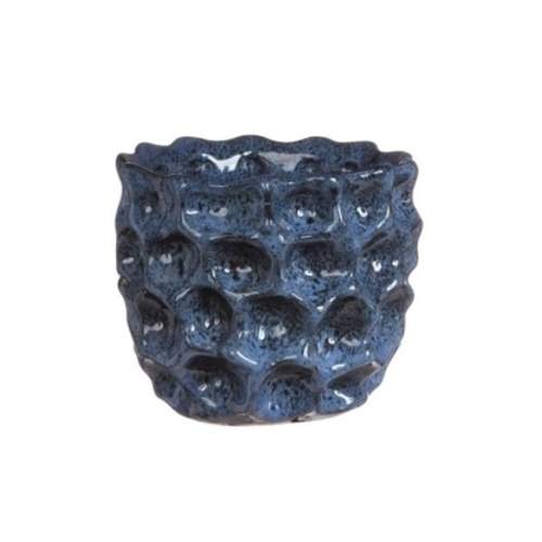 Levně Obal kulatý DENTED keramika glazovaný modrá 13cm