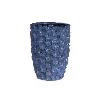 Váza válec keramika glazovaná modrá 20cm