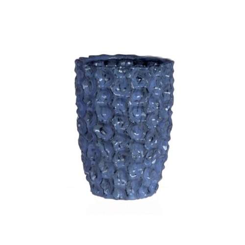 Levně Váza válec keramika glazovaná modrá 20cm