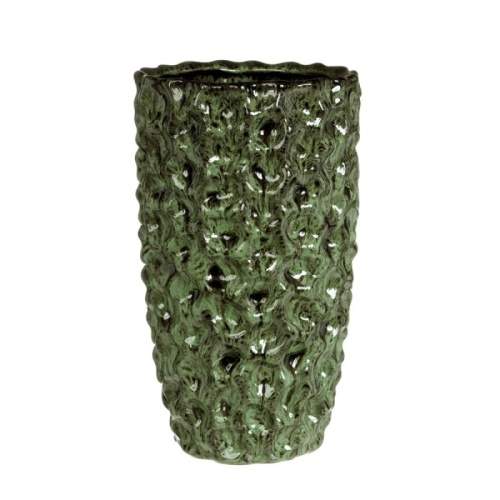 Levně Váza válec keramika glazovaná zelená 25cm