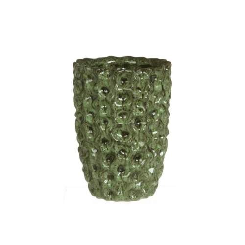 Levně Váza válec keramika glazovaná zelená 20cm