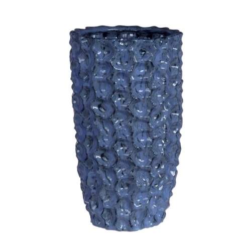 Levně Váza válec keramika glazovaná modrá 25cm