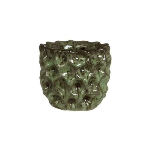 Levně Obal kulatý DENTED keramika glazovaný zelená 8cm