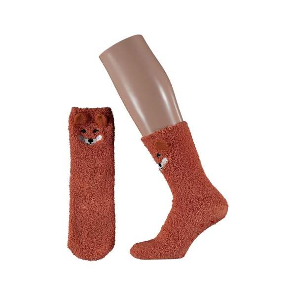 Levně Ponožky dámské liška 3D rezavá