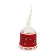Ozdoba zvonek dekor hvězdy keramika červeno-bílá 9,3cm