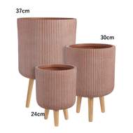 Obal 3 nohy keramika/dřevo terakota 37cm