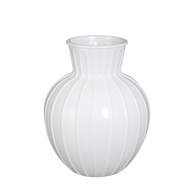 Váza sklo bílá žebrovaná  19,5cm