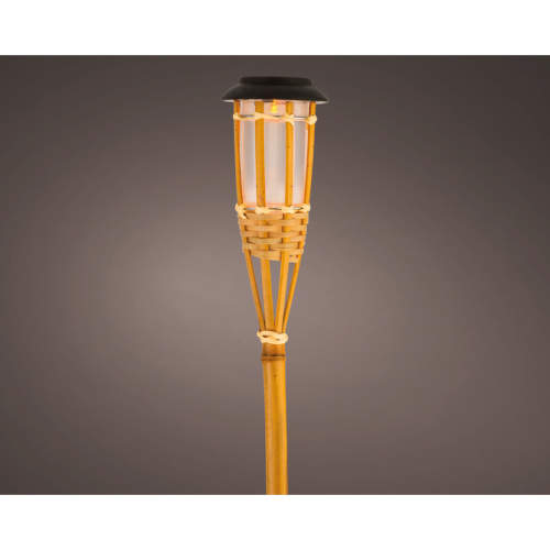 Levně Lampa pochodeň venkovní solární 1LED plamen bambusová 54cm