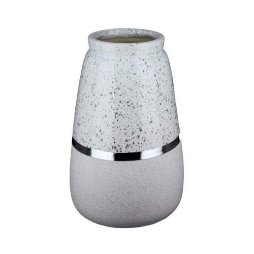 Levně Váza kulatá kónická ALGARVE keramika bílo-šedá 22cm