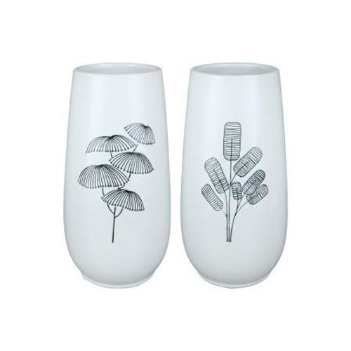 Levně Váza kulatá dekor rostliny, keramika mix bílá 19,5cm