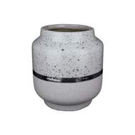 Váza kulatá úzké hrdlo keramika bílo-šedá 16cm