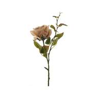 Růže s listy řezaná umělá růžová 71cm