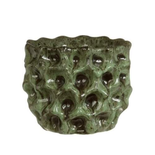 Levně Obal kulatý DENTED keramika glazovaný zelená 13cm