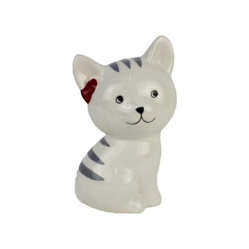 Levně Kasička kočka sedící porcelán bílá 17cm