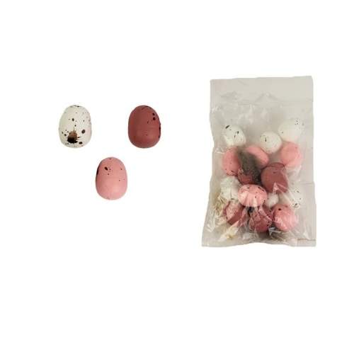 Levně Vejce dekorační 12ks plast růžovo-bílá 14cm