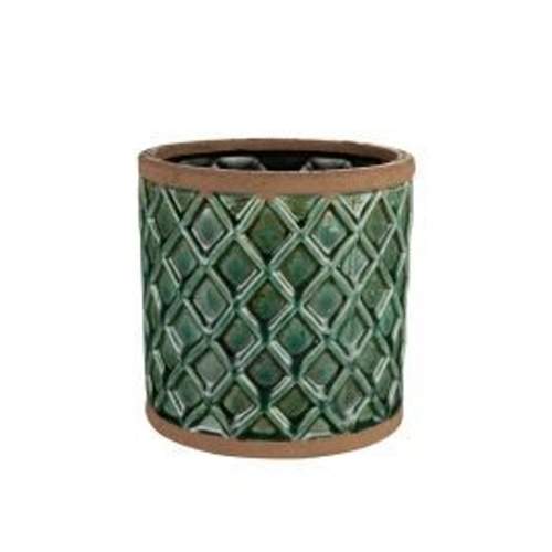 Levně Obal válec LIAM keramika glazovaný hnědo-zelený 14cm