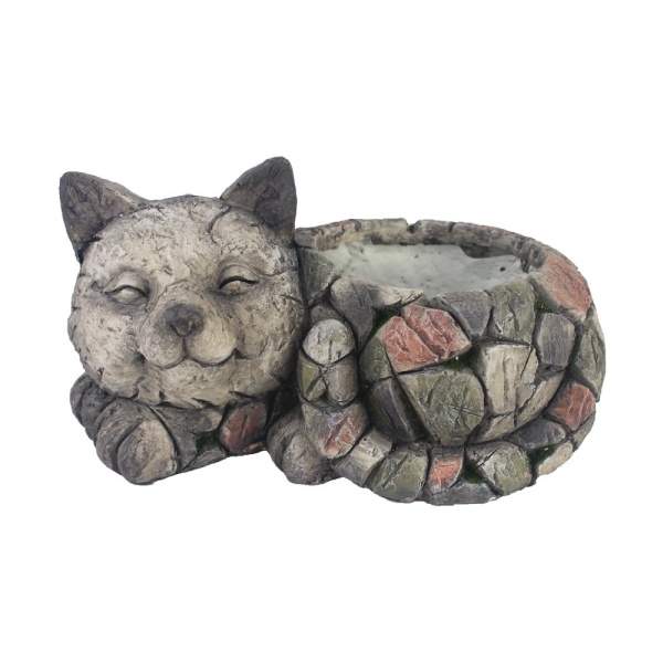 Levně Obal kočka ležící terakota šedá 34cm