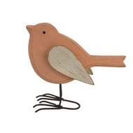 Dřevěná dekorace pták růžová 15cm