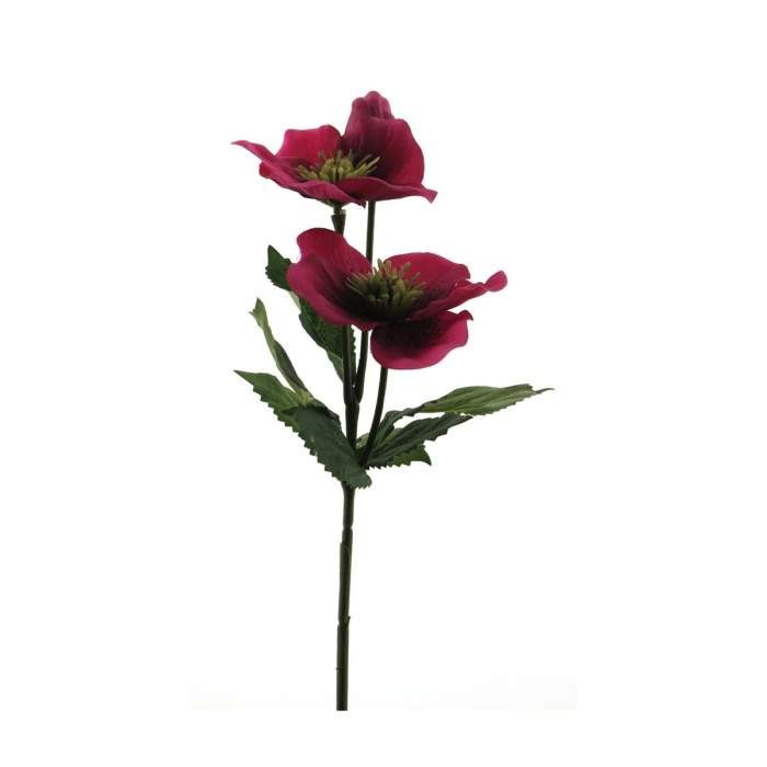 Levně Čemeřice řezaná umělá 2 květy červená 34cm
