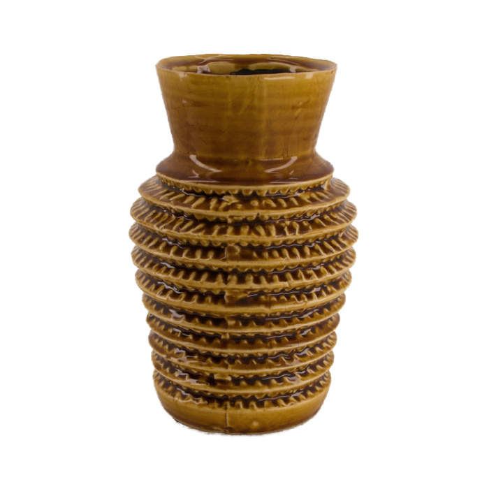 E-shop Váza válec úzké hrdlo keramika hnědá 23cm