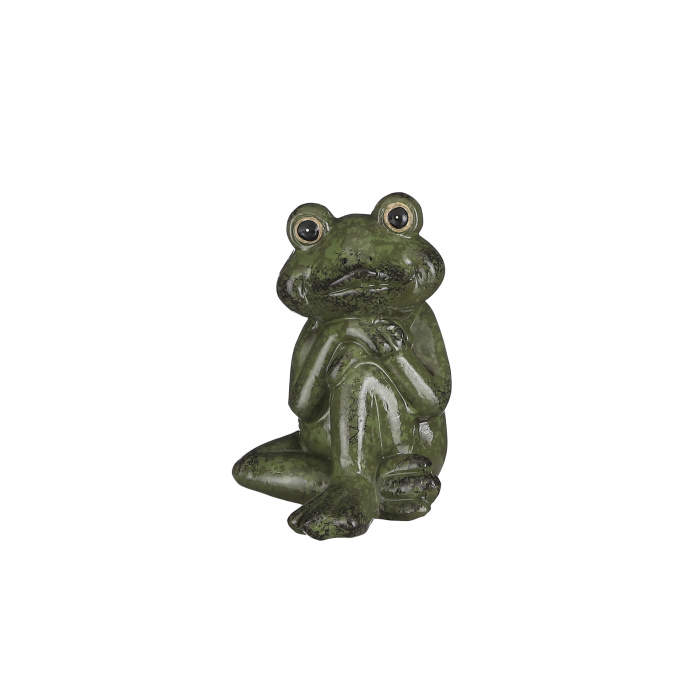 Levně Žába klečící keramika zelená 12,5cm