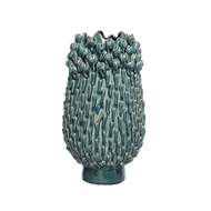 Váza válcová s dekorem kaktusu kameninová zelená  38,5cm