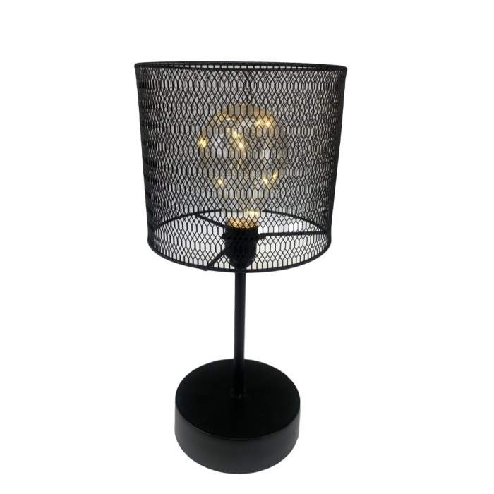 Levně Lampa stolní kovová 10LED t.bílá na baterie černá 35cm