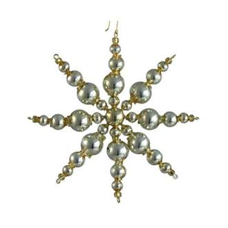 Hvězda perličky stříbrno-zlatá 11cm