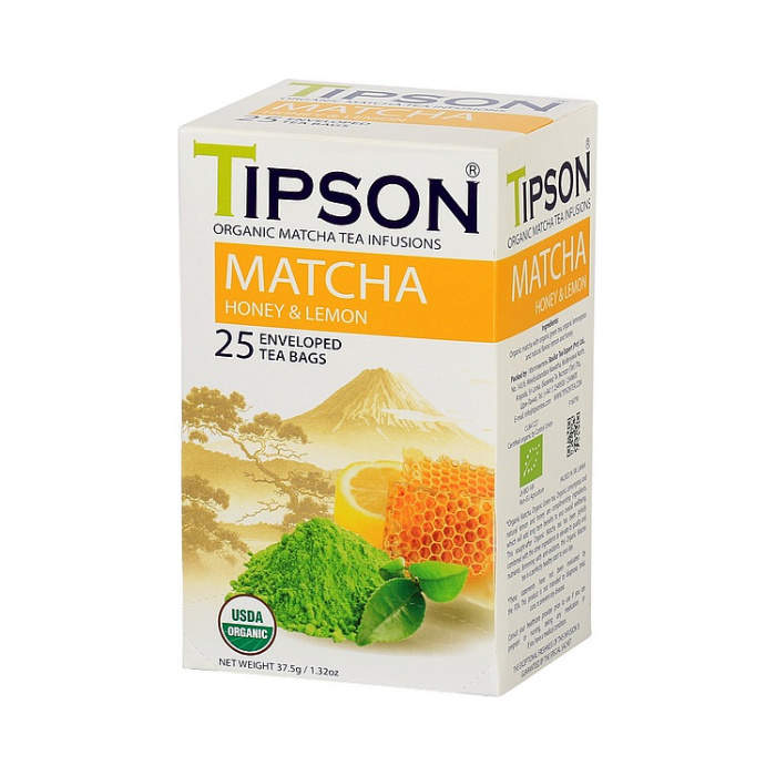 Levně Čaj TIPSON BIO Matcha Honey & Lemon 25x1,5g
