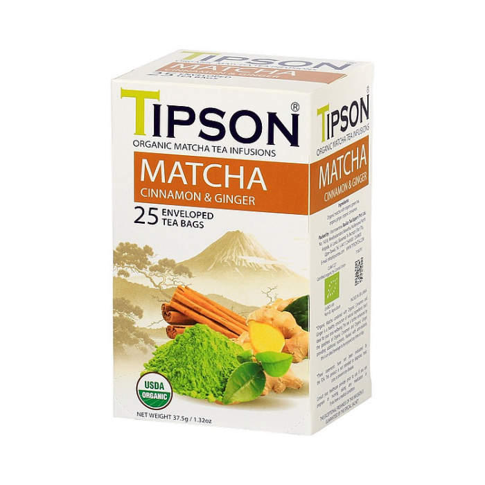 Čaj TIPSON BIO Matcha Cinnamon & Ginger 25x1,5g