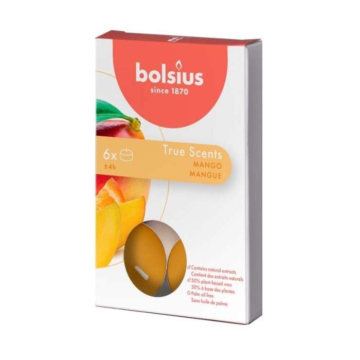 Levně Svíčka čajová vonná BOLSIUS Mango 6ks