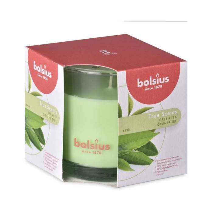 Levně Svíčka vonná sklo BOLSIUS Green Tea 9,5cm