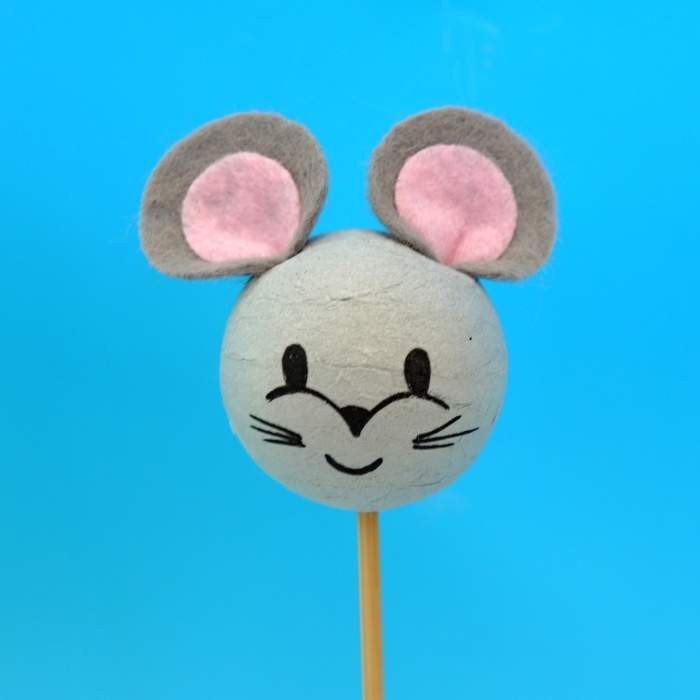 Levně Myš hlava plstěná s vatou šedá 5ks