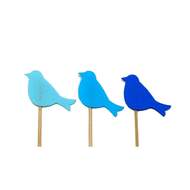 Zápich pták plstěný modrý mix 25cm