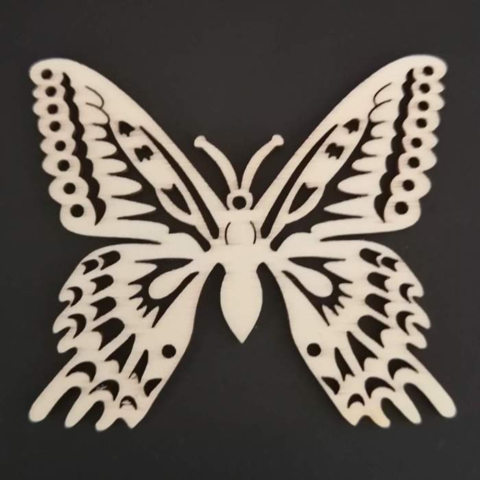 Levně Ozdoba dřevěný motýl přírodní 6cm