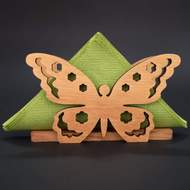 Stojánek dřevěný na ubrousky motýl přírodní 12cm