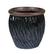 Květináč keramický DORTMUND 3-03MZ  černý s hnědým lemem 40cm