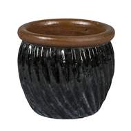 Květináč keramický DORTMUND 3-02MZ černý s hnědým lemem 50cm