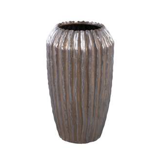 Váza kulatá keramická BODI M žebrovaná bronozová 30cm