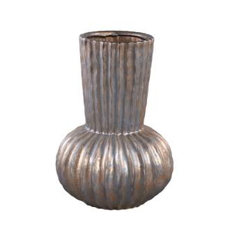 Váza kulatá dělená keramická BODI M žebrovaná bronozová 33cm