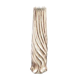 Váza úzká keramická ROZELLA L svislé vlny hnědo-krémová 50cm