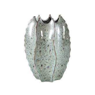 Váza keramická EMMAA žebrovaná se špičatým okrajem šedý 36cm