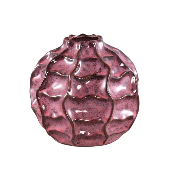 Levně Váza koule s úzkým hrdlem keramická EVYS S červená 16cm