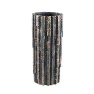 Váza kulatá cementová KESS L žebrovaná zeleno-okrová 55cm