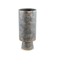 Váza kulatá cementová KESS M na podstavci zeleno-okrová 50cm